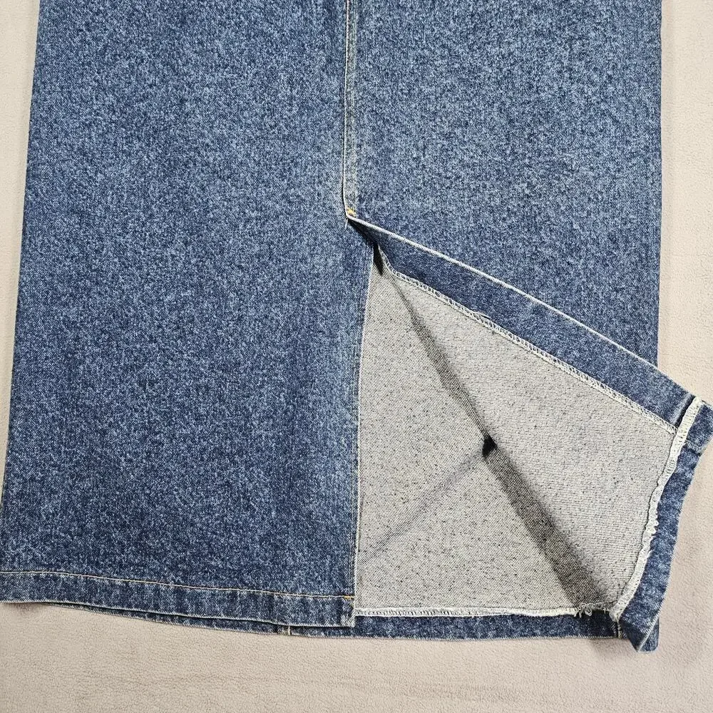 Vintage Lee Denim Skirt Womens Sz 16 Blue 80s Union Made Pleated Modest Prairie